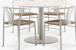 VAMDRUP + TAGMARKVAMDRUP Ø120 table + 4 TAGMARK chaises beige