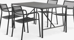 VIERLI + HEMSEDALVIERLI L149 table + 4 HEMSEDAL chaises noir